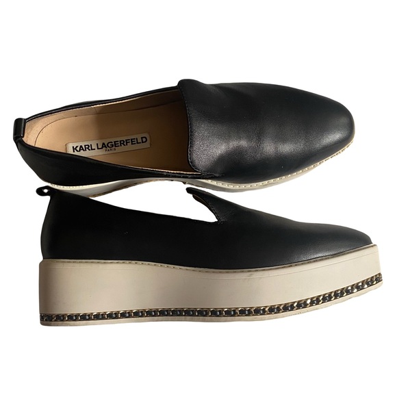 Karl Lagerfeld Paris Leather Brea Platform Loafers - Picture 3 of 9